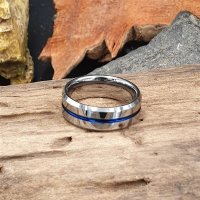 6mm Schwarzer Wolfram Ring "BALE" mit einem Rosegold farbender Streifen