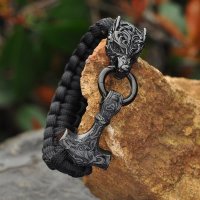 Schwarzfarbendes Paracord Armband "AIK" aus Edelstahl