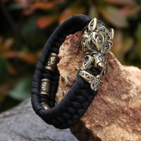 Wolf Paracord Armband "BOSSE" aus Edelstahl