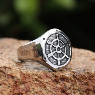 Edelstahlring "NAUTICA" mit Steuerrad-Motiv