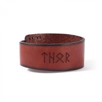 Rotfarbendes Runen Armband "THOR" aus Leder