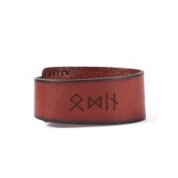 Rotfarbendes Runen Armband "Odin" aus Leder