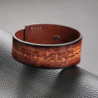 Braunfarbendes Runen Armband "The Norse" aus Leder