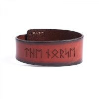 Rotfarbendes Runen Armband "The Norse" aus Leder