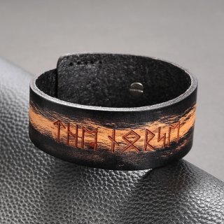 Schwarzfarbendes Runen Armband "The Norse" aus Leder