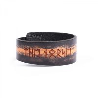 Schwarzfarbendes Runen Armband "The Norse" aus Leder