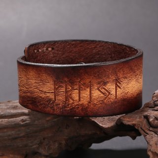 Braunfarbendes Runen Armband "Freja" aus Leder