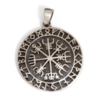 Vegvisir Anhänger "HULD", verziert mit nordischen Runen, aus 925 Sterling Silber