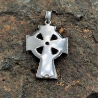 Anhänger Keltenkreuz mit schwarzen Stein - 925er Sterling Silber